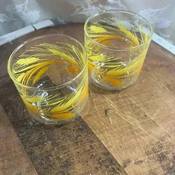 Vintage Set of  2 Libbey Golden Wheat Drinking Glasses - Picture 2 of 5
